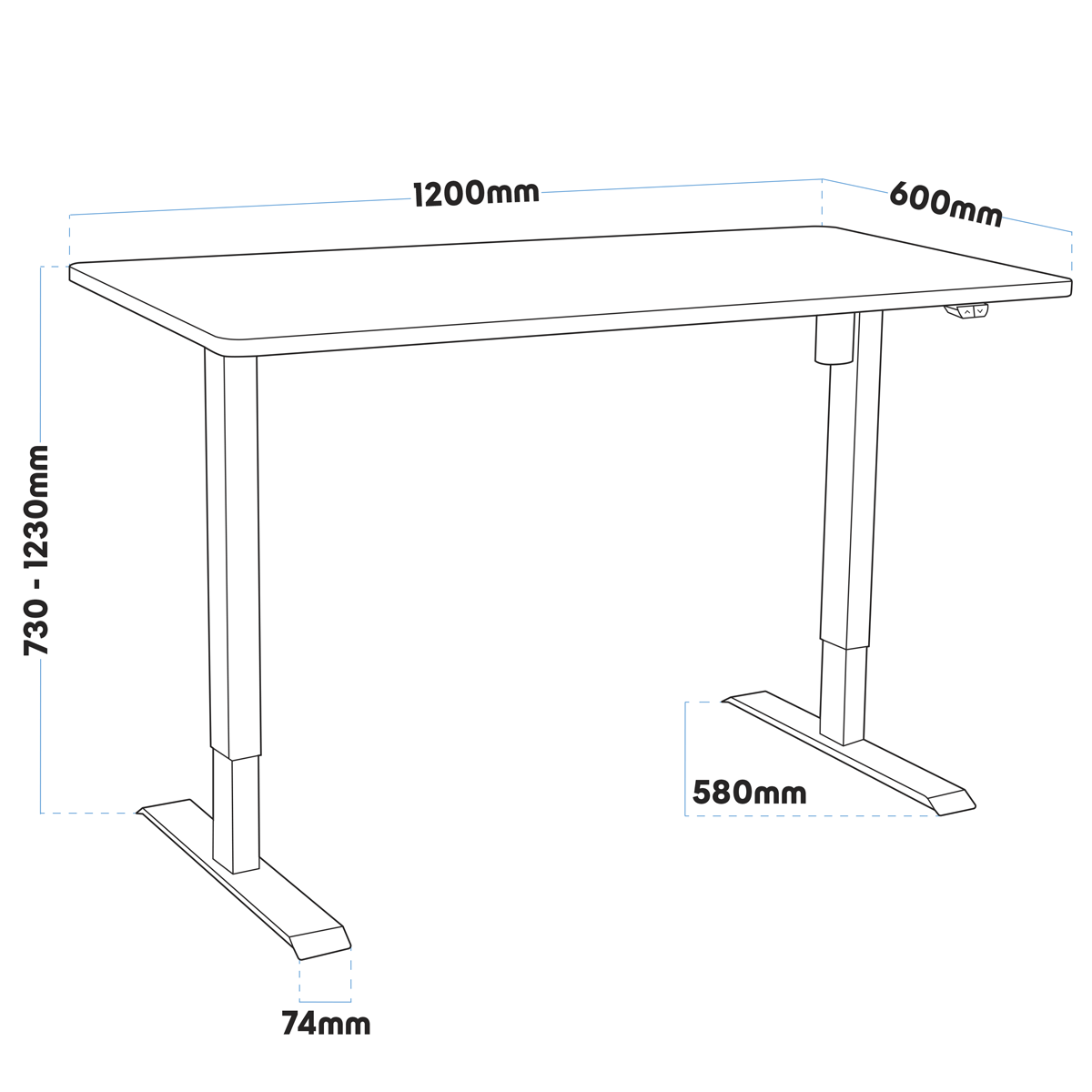 Dellonda Single Motor Adjustable Sit and Stand Desk 120 x 60cm