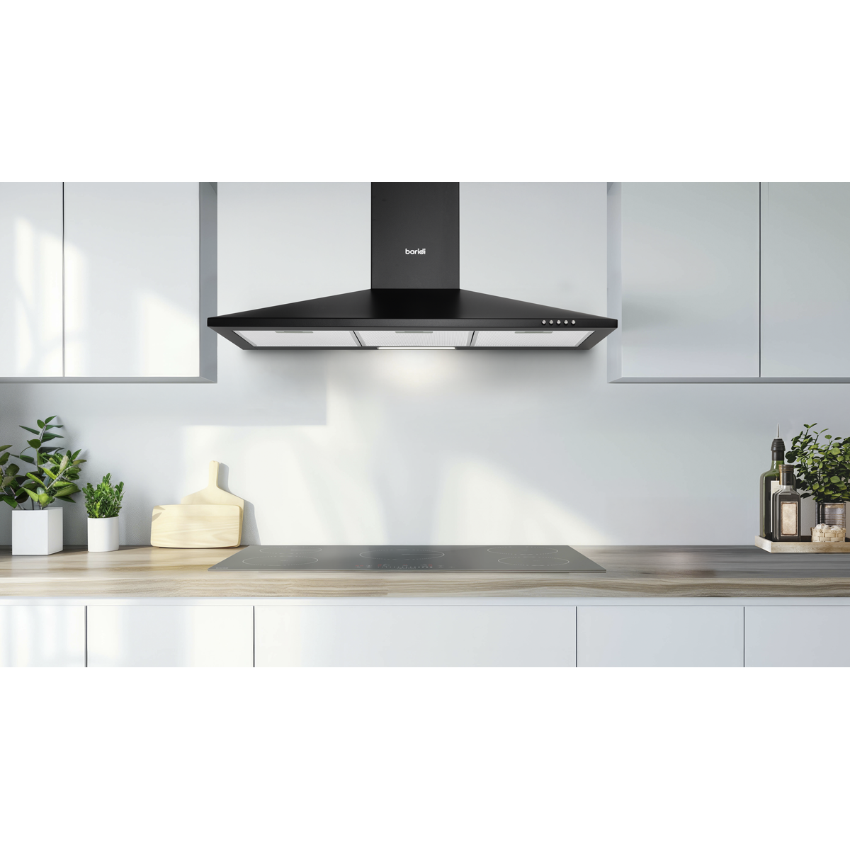 Baridi Chimney Style Cooker Hood with Filters 90cm, Black (DH59)
