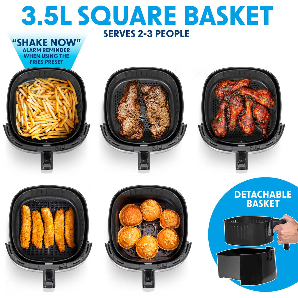 Baridi Single Zone Air Fryer, 3.5L Capacity, 8 Preset Functions, Black (DH60) (Factory Refurbished A)