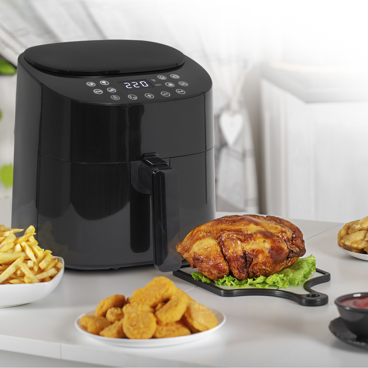 Baridi Single Zone Air Fryer, 3.5L Capacity, 8 Preset Functions, Black (DH60) (Factory Refurbished A)
