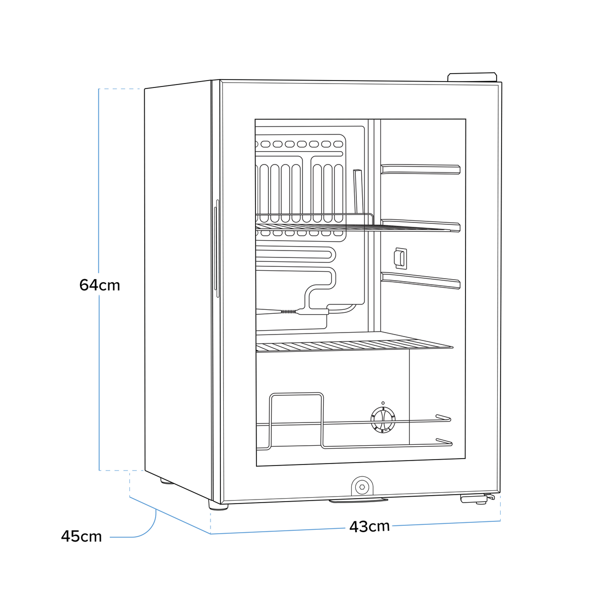 Baridi Beer & Drinks Fridge, 60L Capacity, Black (DH62)