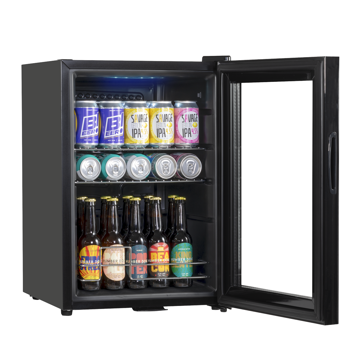 Baridi Beer & Drinks Fridge, 60L Capacity, Black (DH62)
