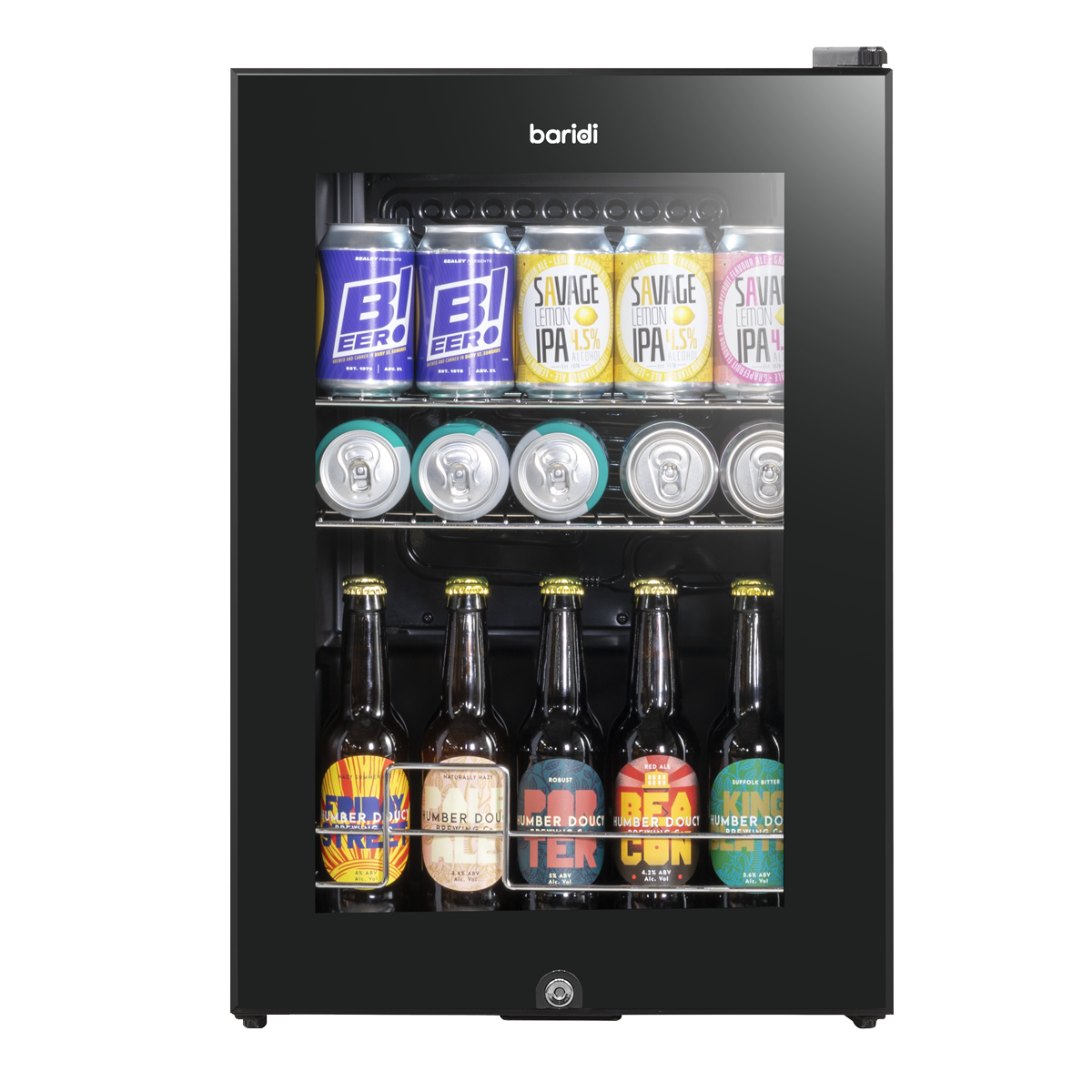 Baridi Beer & Drinks Fridge, 60L Capacity, Black (DH62)