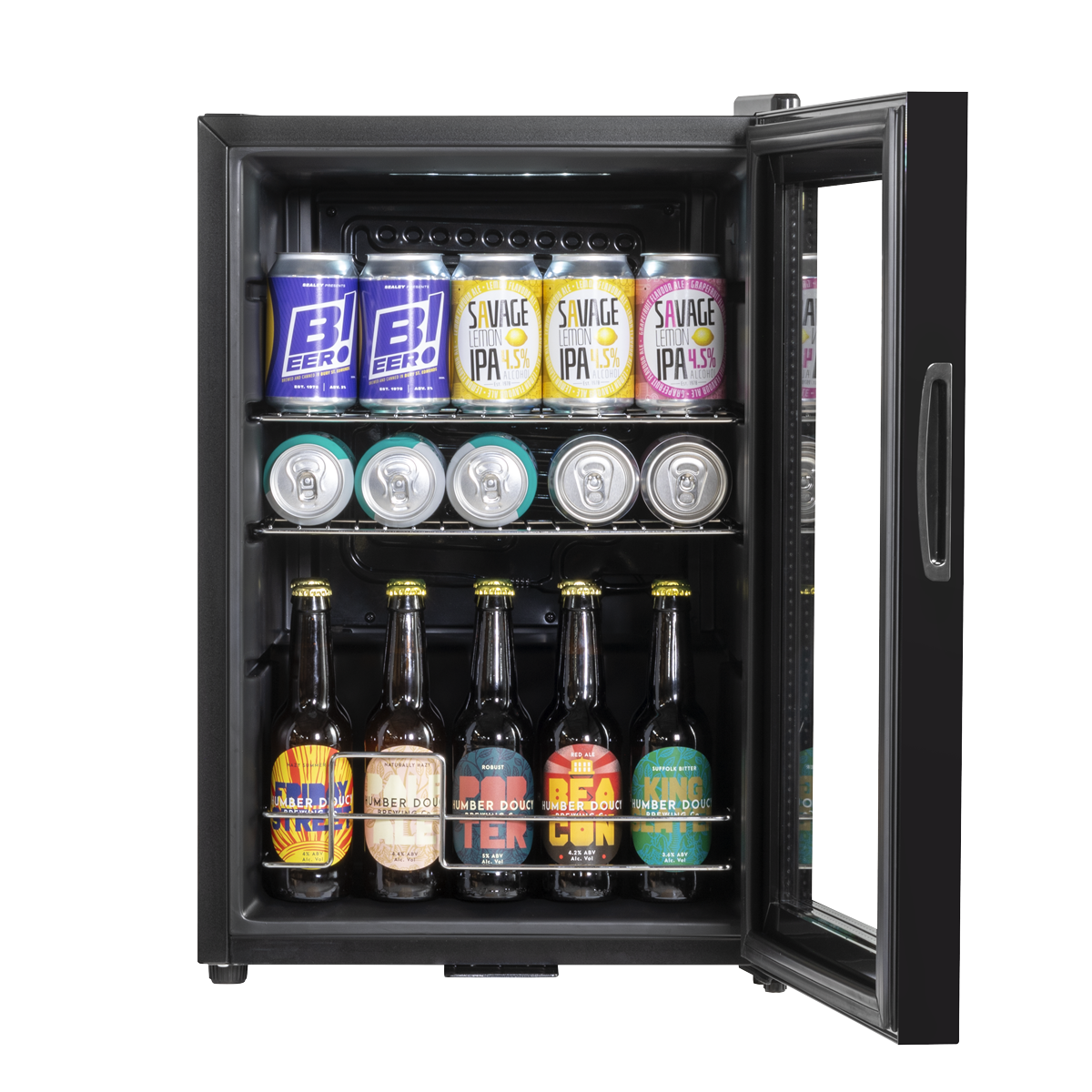 Baridi Beer & Drinks Fridge, 60L Capacity, Black (DH62)