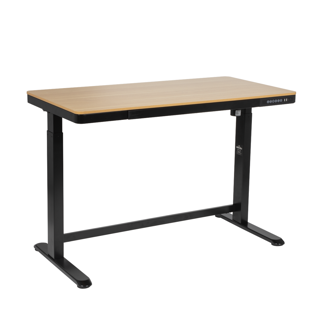 Dellonda Single Motor Adjustable Sit & Stand Desk, 120 x 60cm, Oak Desktop (DH65)