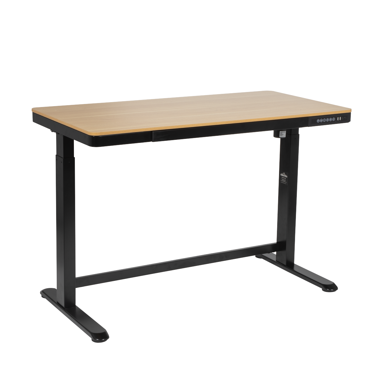 Dellonda Single Motor Ultra-Quiet Electric Desk with Control Panel, USB Port & Drawer - Oak Desktop