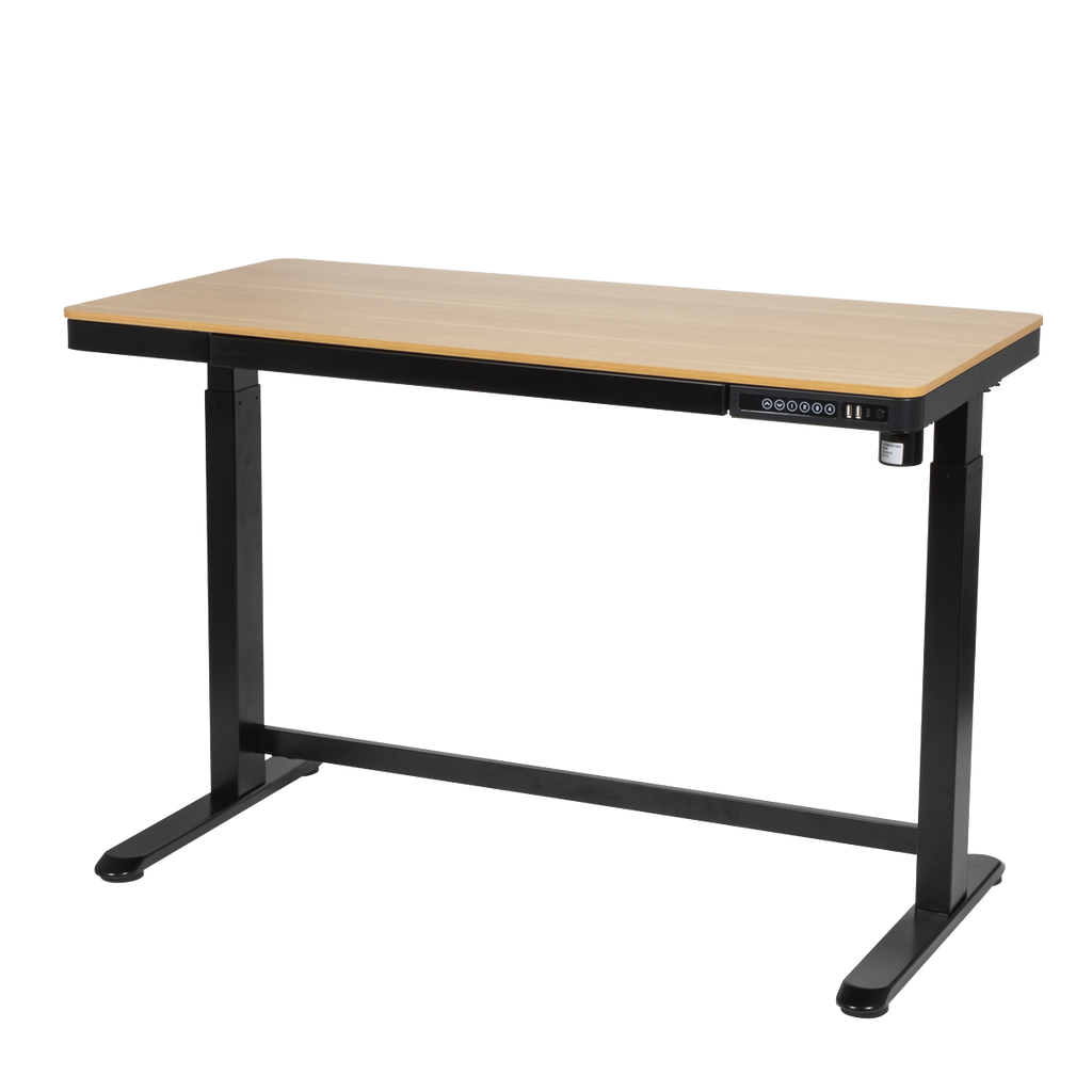 Dellonda Single Motor Adjustable Sit & Stand Desk, 120 x 60cm, Oak Desktop (DH65)