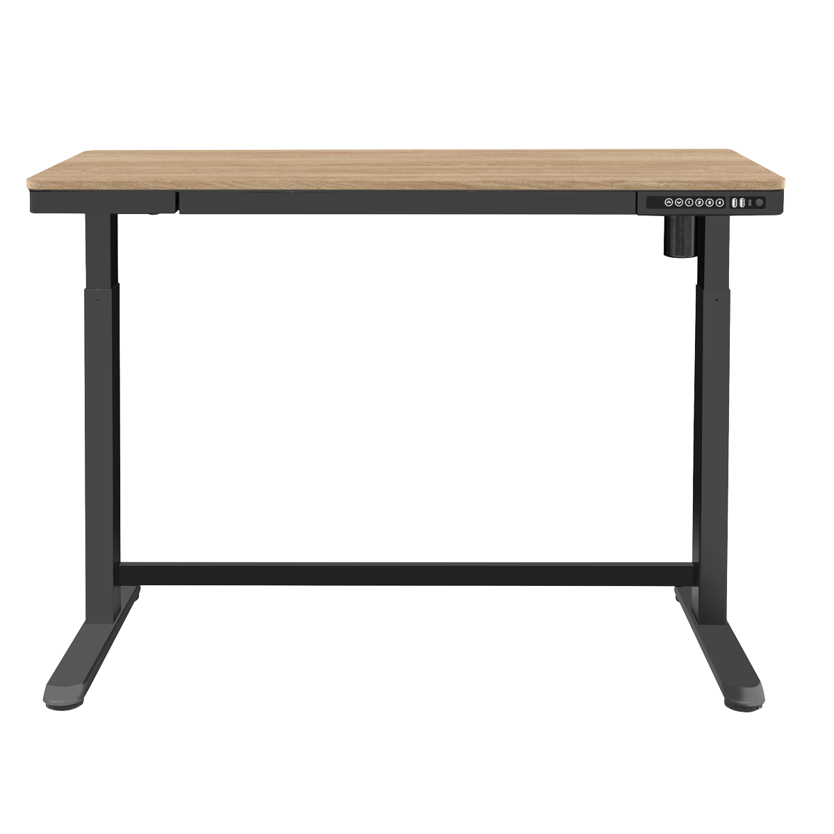 Dellonda Single Motor Ultra-Quiet Electric Desk with Control Panel, USB Port & Drawer - Oak Desktop