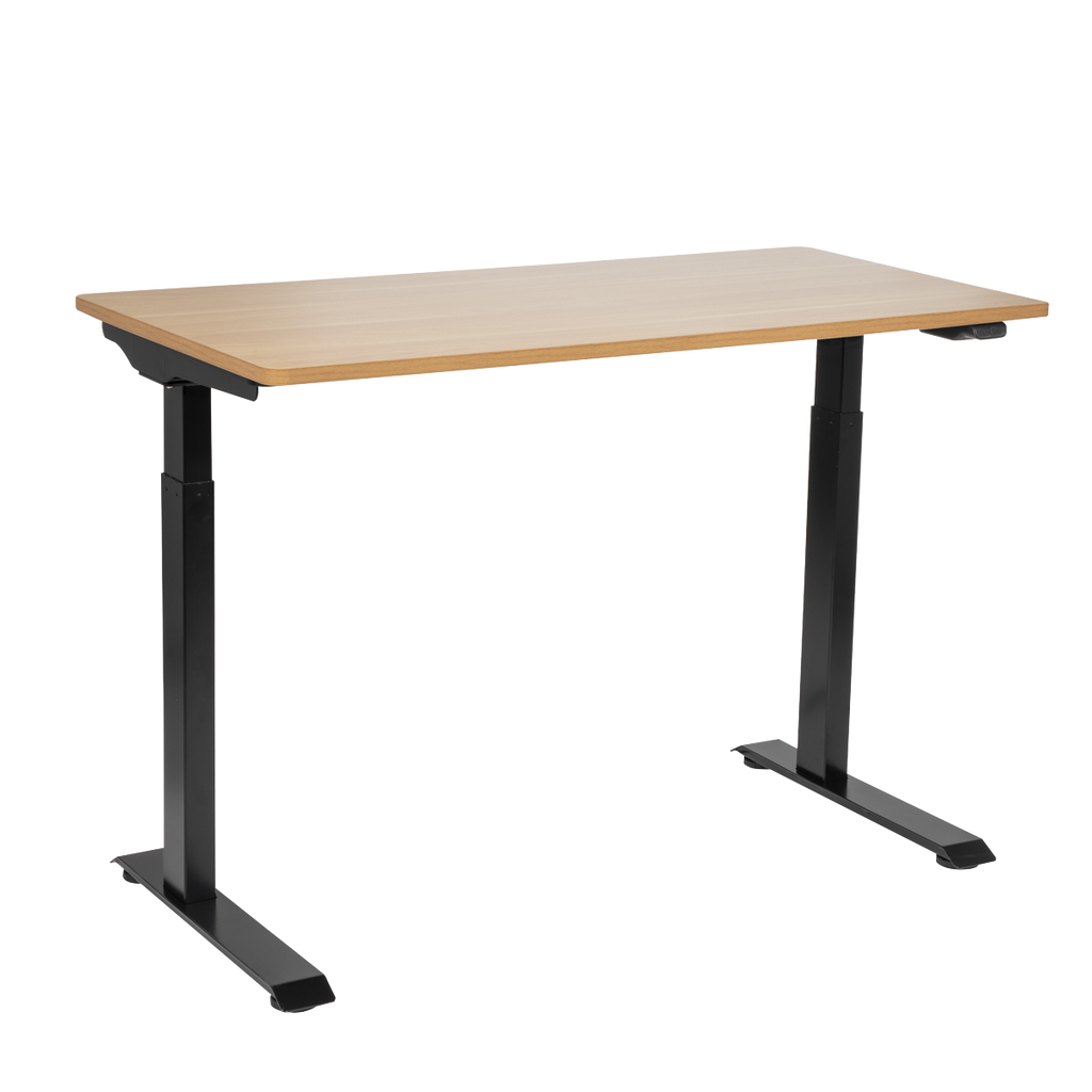 Dellonda Single Motor Height-Adjustable Desk, 120 x 60cm, Oak Desktop (DH66)