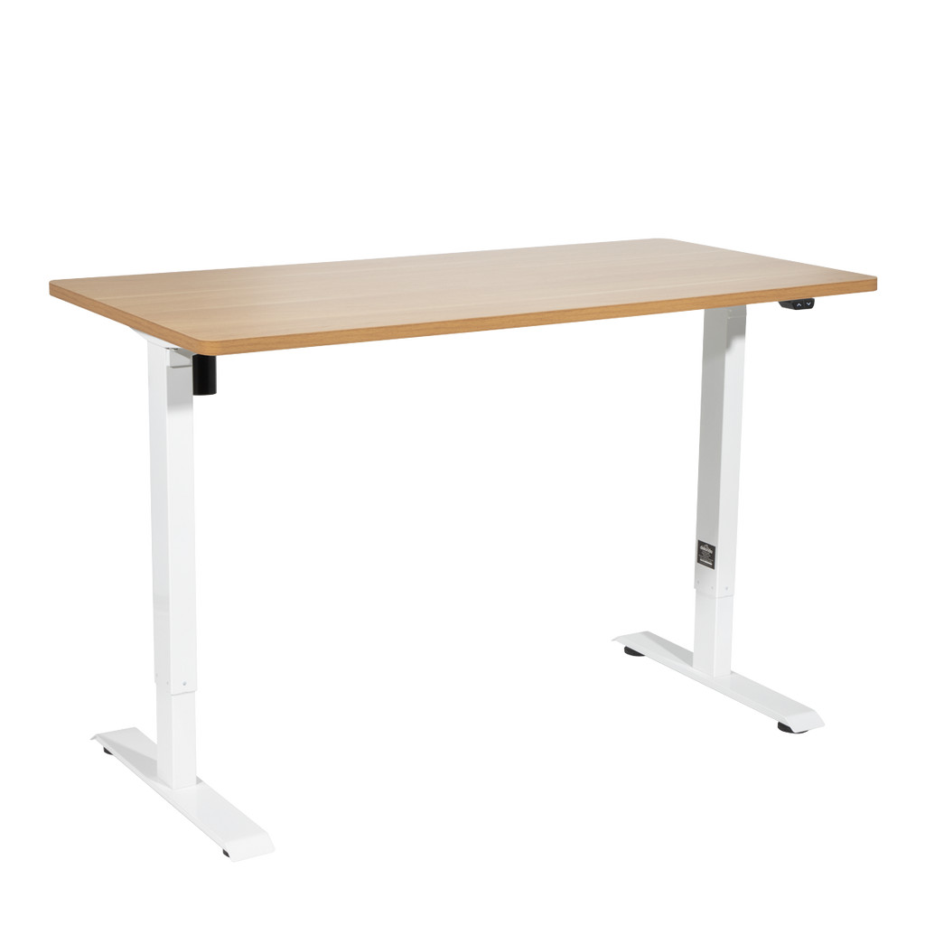 Dellonda Single Motor Height-Adjustable Desk, 140 x 70cm, Oak Desktop (DH68)
