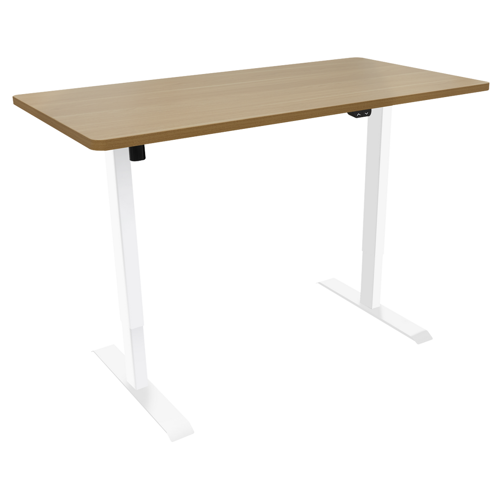Dellonda Single Motor Height-Adjustable Desk, 140 x 70cm, Oak Desktop (DH68)