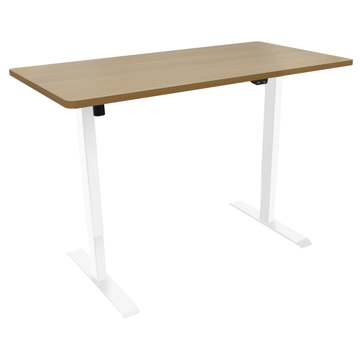 Dellonda Single Motor Height-Adjustable Desk, 140 x 70cm, Oak Desktop (DH68)