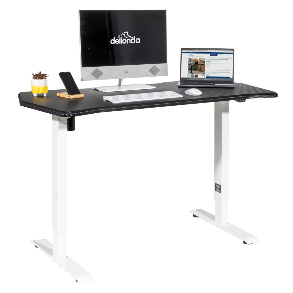 Dellonda Single Motor Height-Adjustable Desk, 140 x 70cm, Carbon Desktop (DH70)