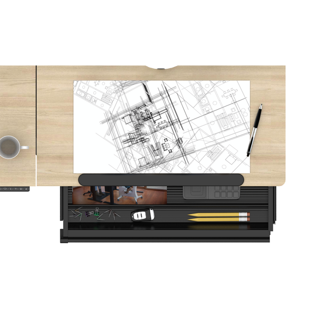 Dellonda Single Motor Ultra-Quiet Electric Adjustable Drawing Table with 40° Tilt, Drawer & Side Table