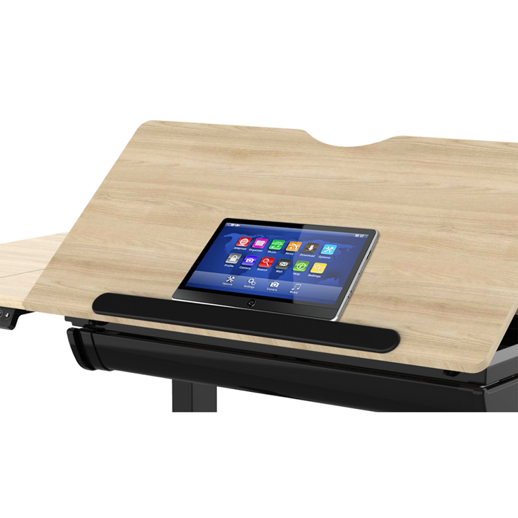 Dellonda Single Motor Ultra-Quiet Electric Adjustable Drawing Table with 40° Tilt, Drawer & Side Table