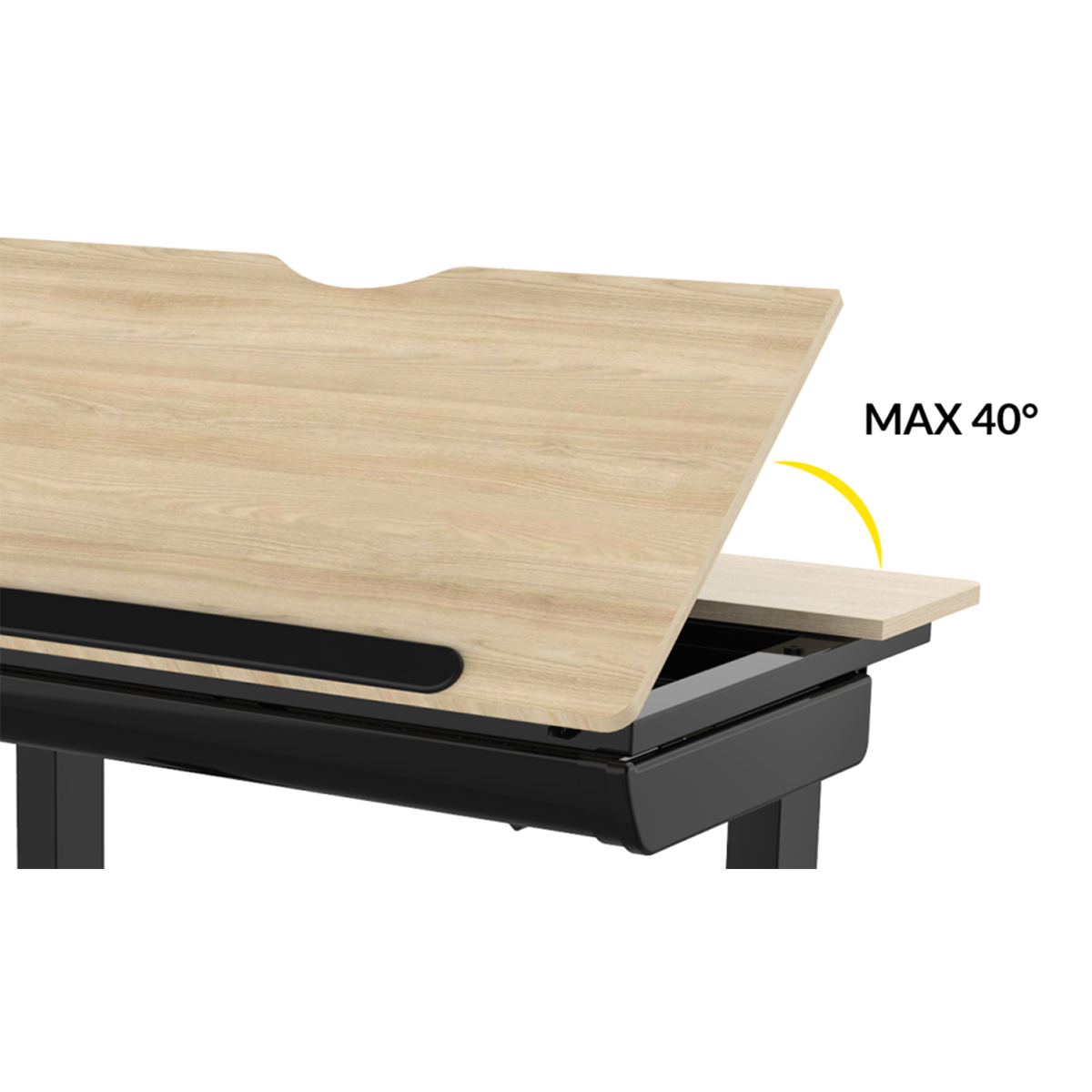 Dellonda Single Motor Ultra-Quiet Electric Adjustable Drawing Table with 40° Tilt, Drawer & Side Table