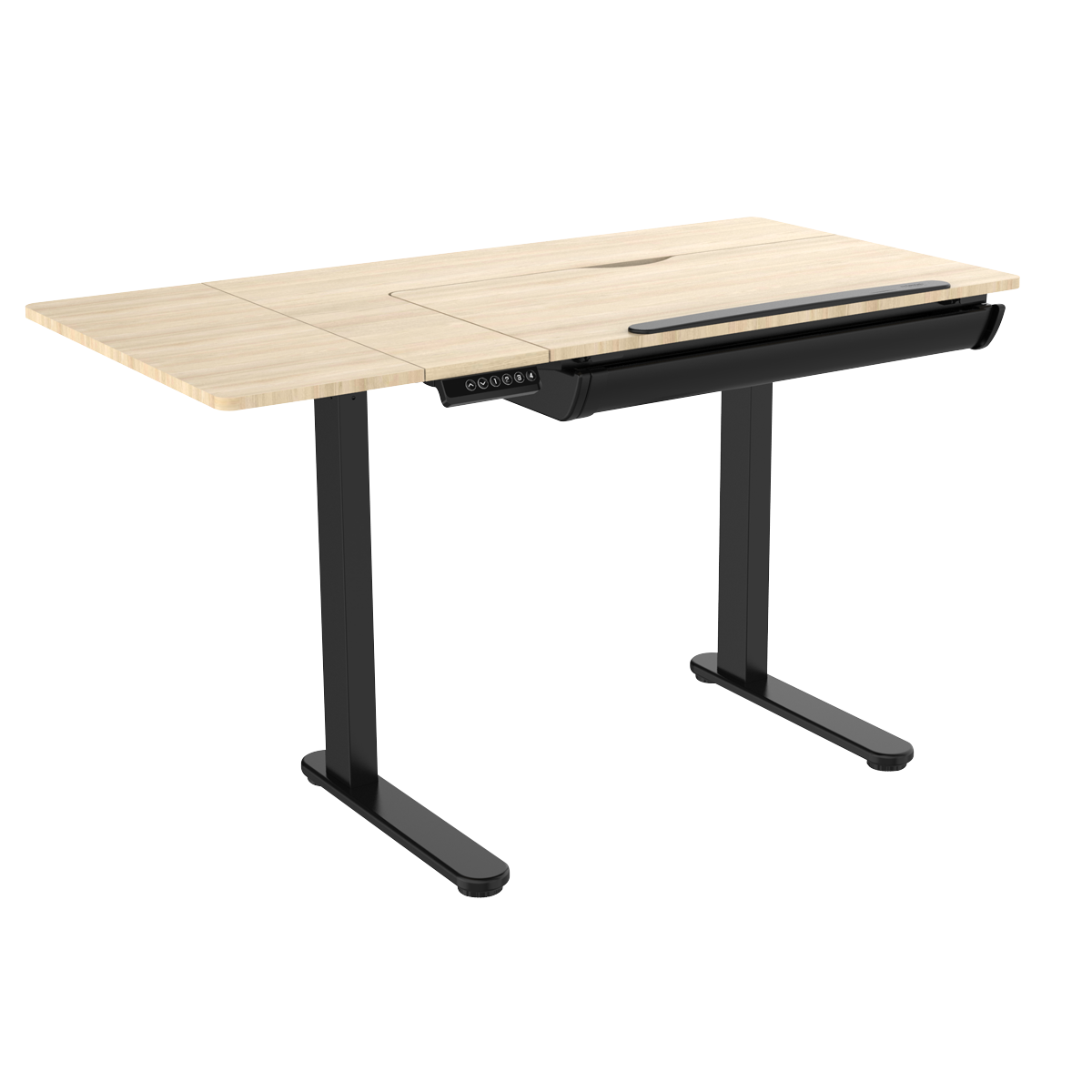 Dellonda Single Motor Ultra-Quiet Electric Adjustable Drawing Table with 40° Tilt, Drawer & Side Table