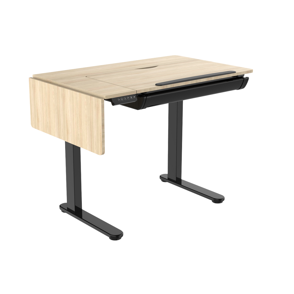 Dellonda Single Motor Ultra-Quiet Electric Adjustable Drawing Table with 40° Tilt, Drawer & Side Table