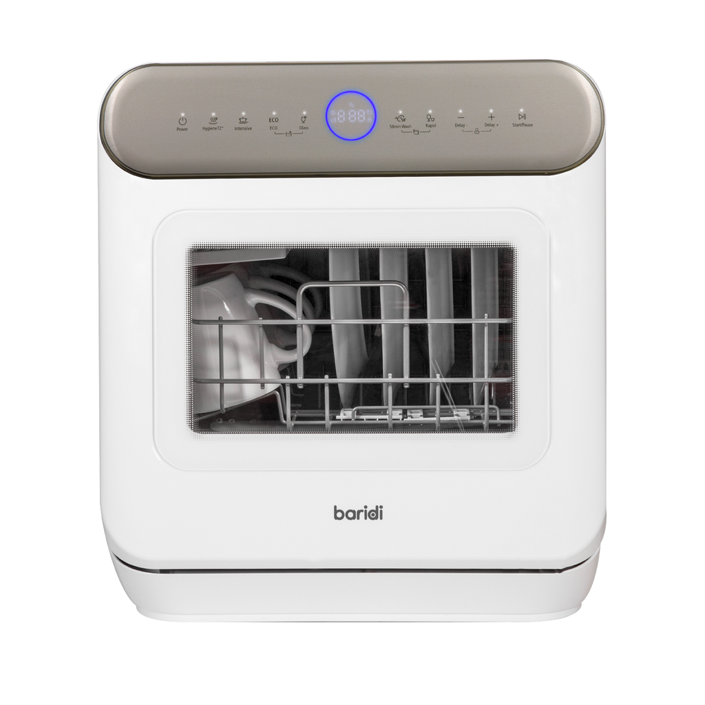 Baridi Mini Tabletop Dishwasher, 3 Place Settings, 6L Capacity, White (DH72)