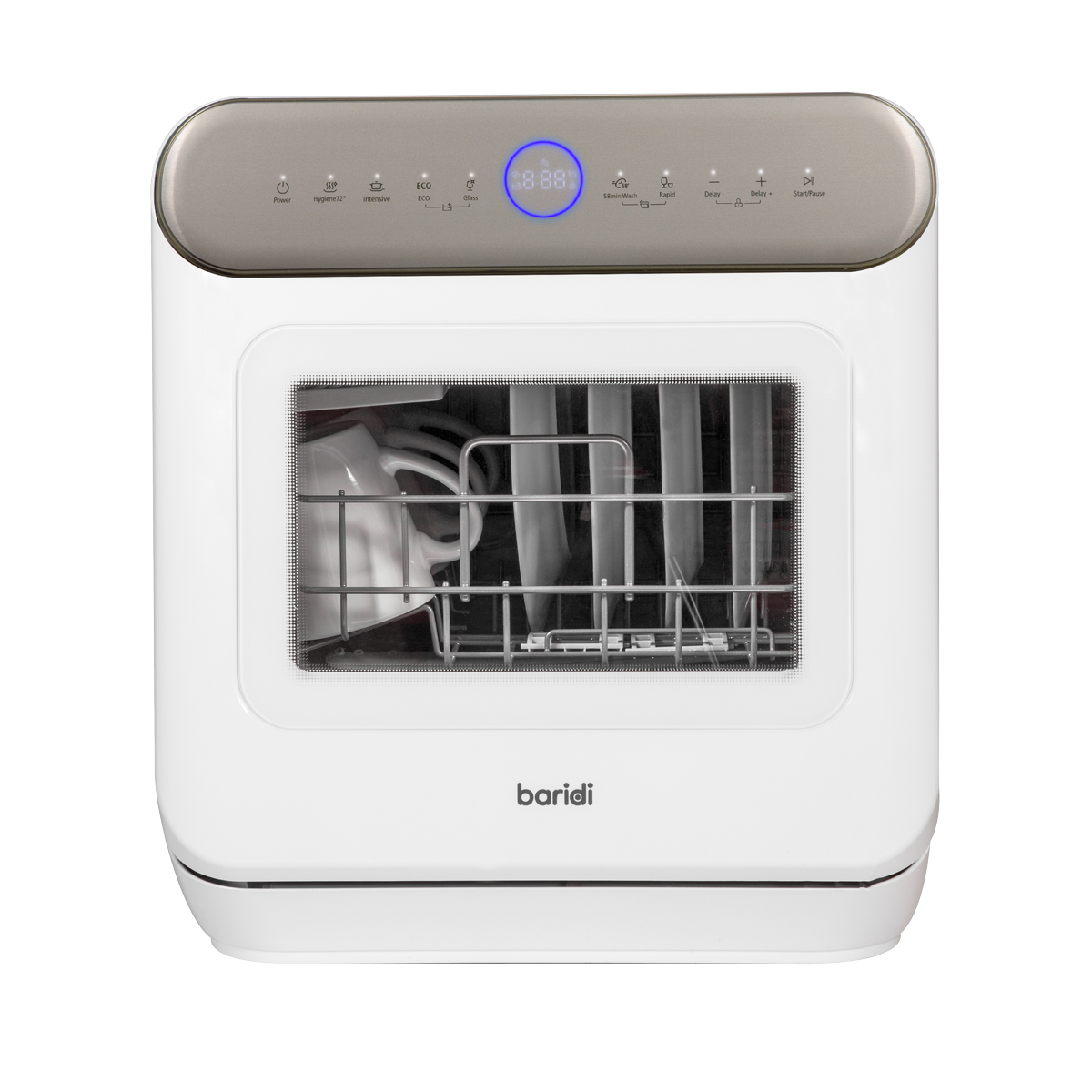 Baridi Mini Tabletop Dishwasher, 3 Place Settings, 6L Capacity, White (DH72)