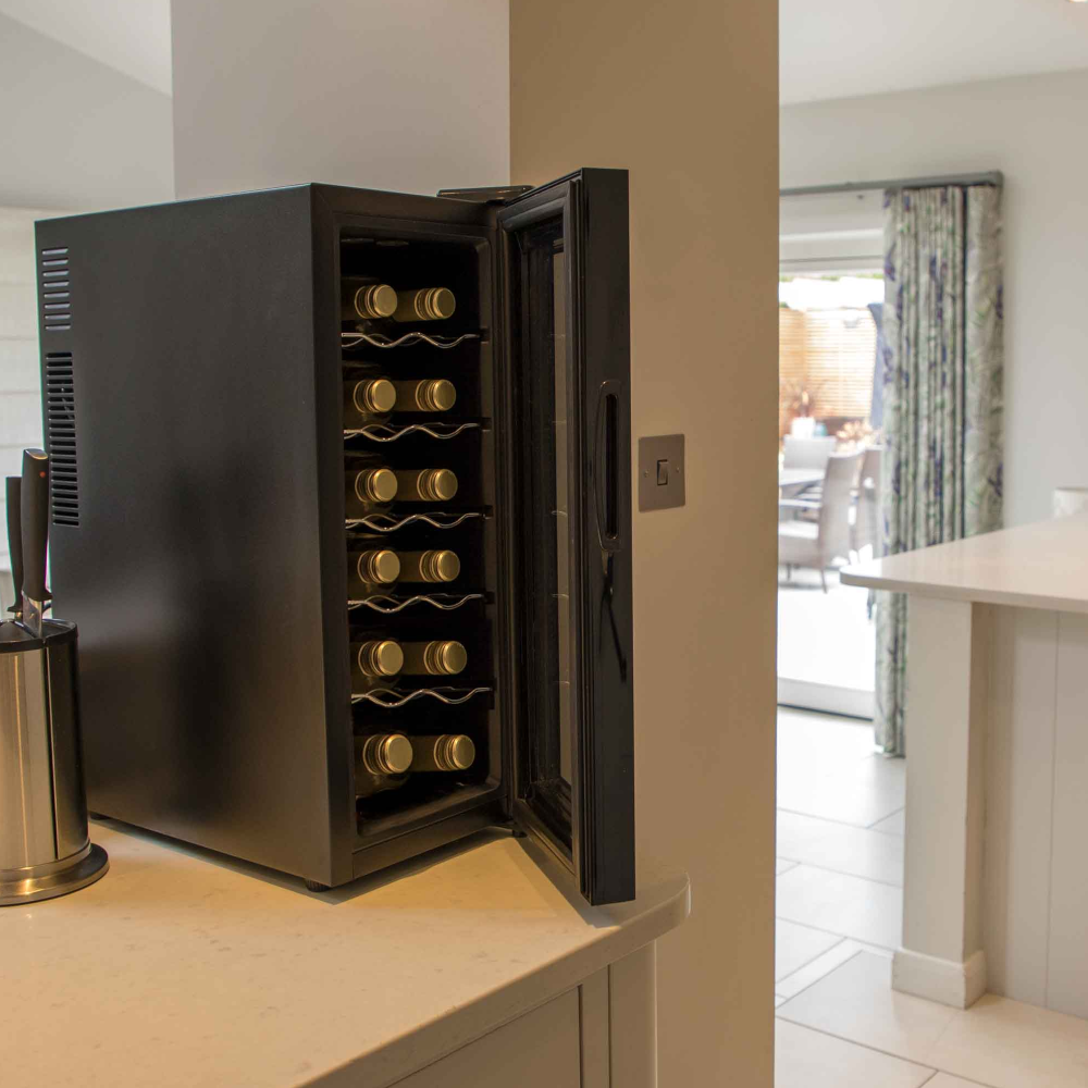 Baridi DH73 Wine Cooler Fridge with Digital Touchscreen Controls, LED Light, 12 Bottle Capacity, Black