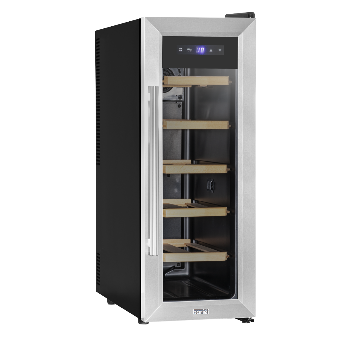 Baridi Wine Cooler Fridge, 12 Bottle, Stainless Steel (DH74) (Factory Refurbished B)