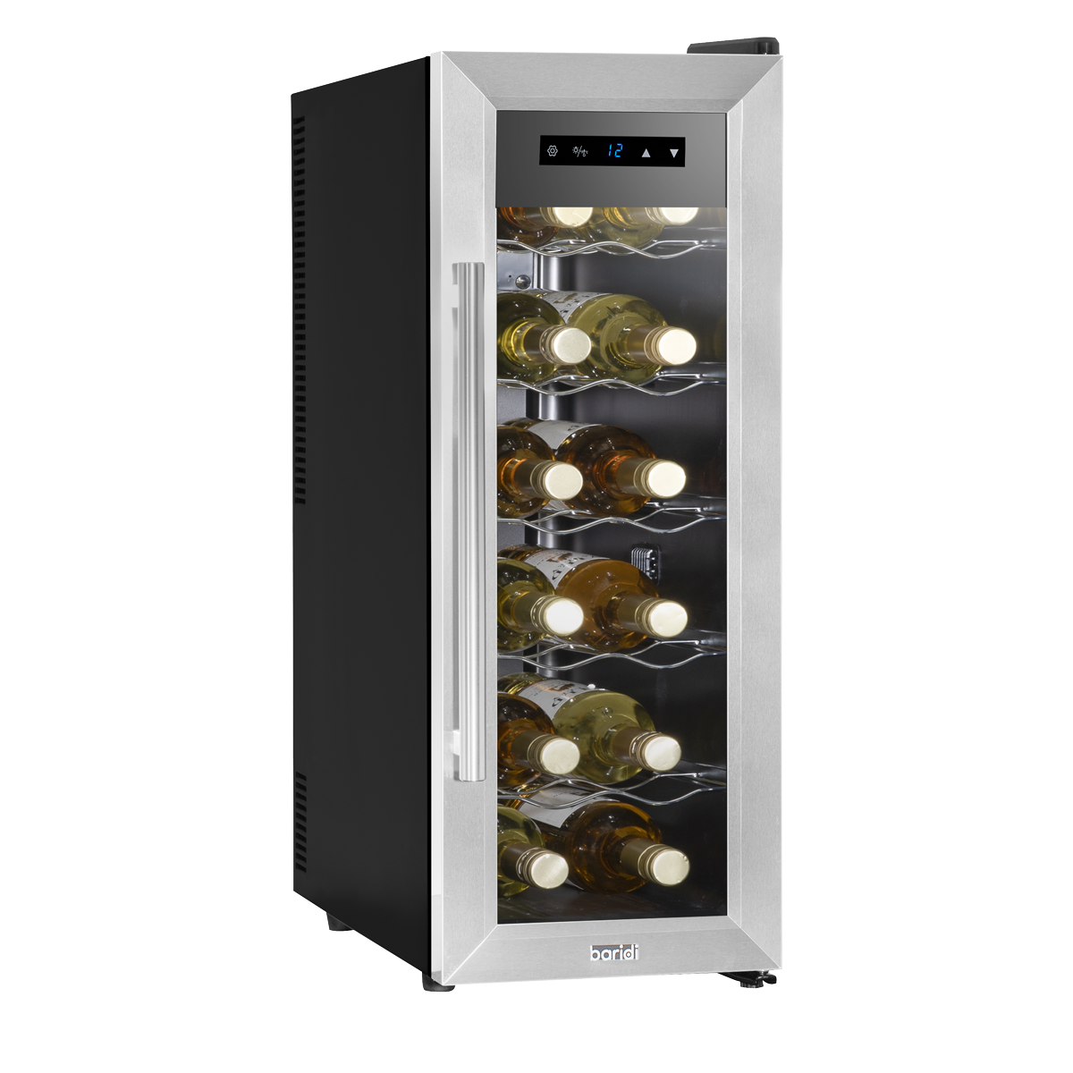 Baridi Wine Cooler Fridge, 12 Bottle, Stainless Steel (DH74) (Factory Refurbished B)