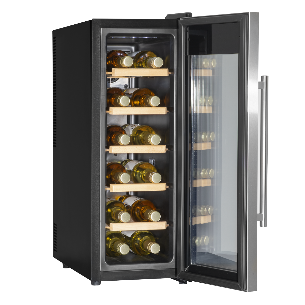 Baridi Wine Cooler Fridge, 12 Bottle, Stainless Steel (DH74) (Factory Refurbished B)