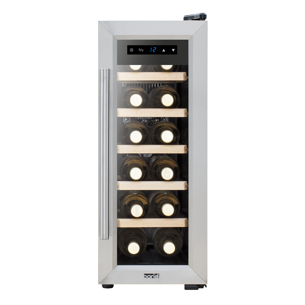 Baridi Wine Cooler Fridge, 12 Bottle, Stainless Steel (DH74) (Factory Refurbished B)