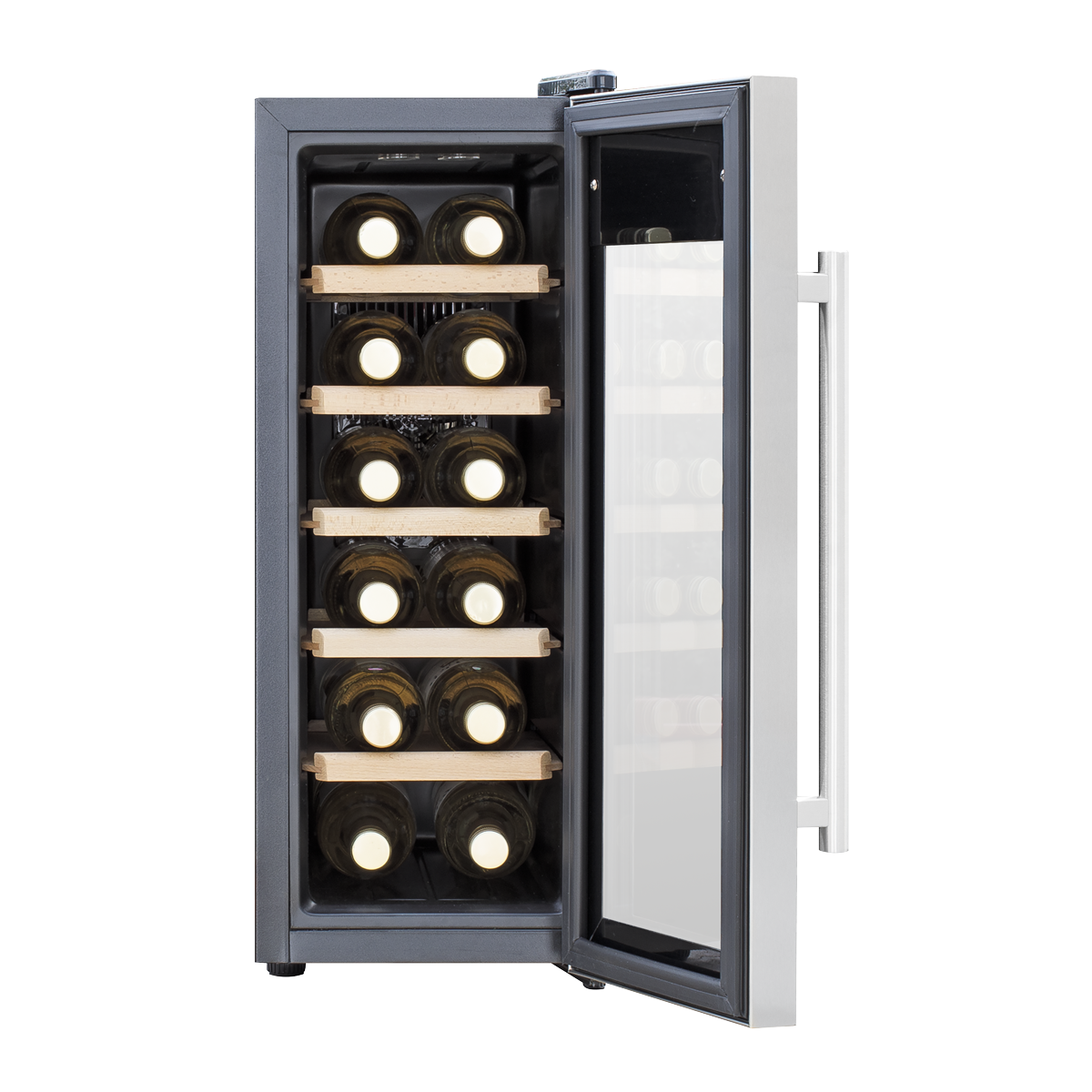 Baridi Wine Cooler Fridge, 12 Bottle, Stainless Steel (DH74) (Factory Refurbished B)