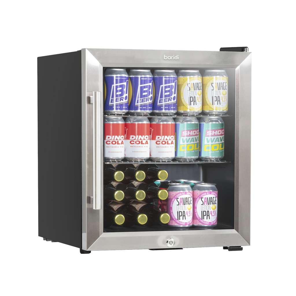 Baridi Beer & Drinks Mini Fridge, 50L Capacity, Stainless Steel (DH75) (Factory Refurbished A)