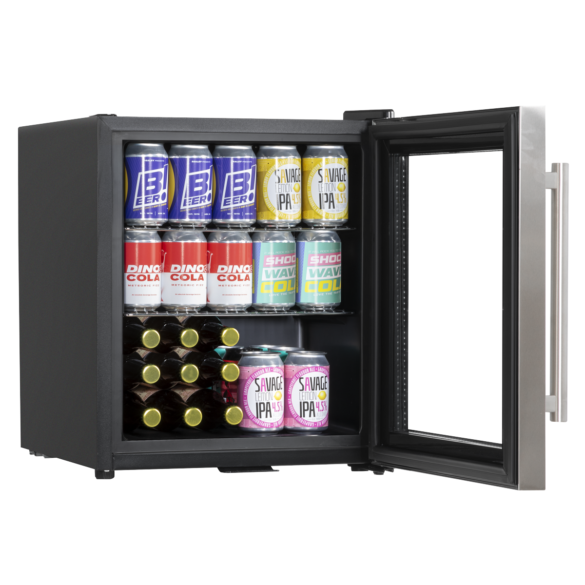 Baridi Beer & Drinks Mini Fridge, 50L Capacity, Stainless Steel (DH75) (Factory Refurbished A)
