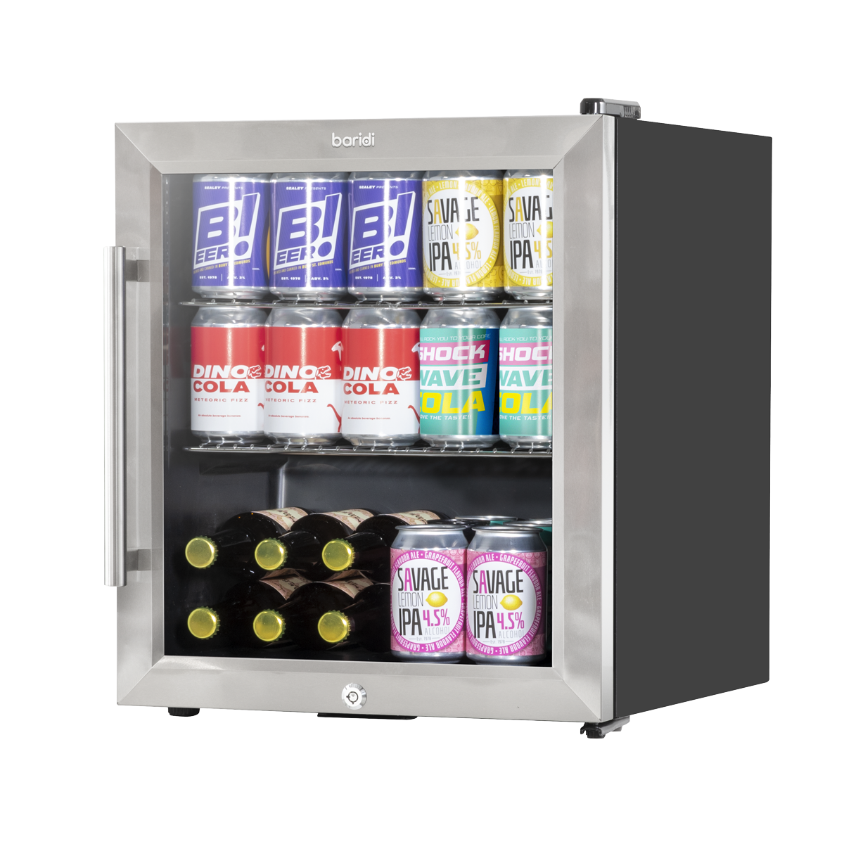 Baridi Mini Tabletop Beer & Drinks Fridge 50L Capacity - Stainless Steel