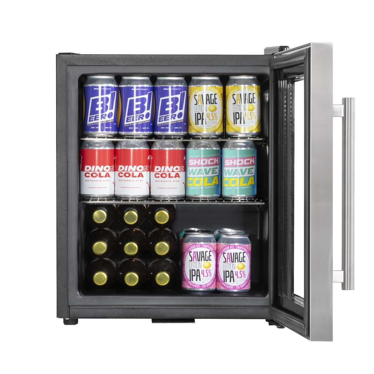 Baridi Beer & Drinks Mini Fridge, 50L Capacity, Stainless Steel (DH75) (Factory Refurbished A)