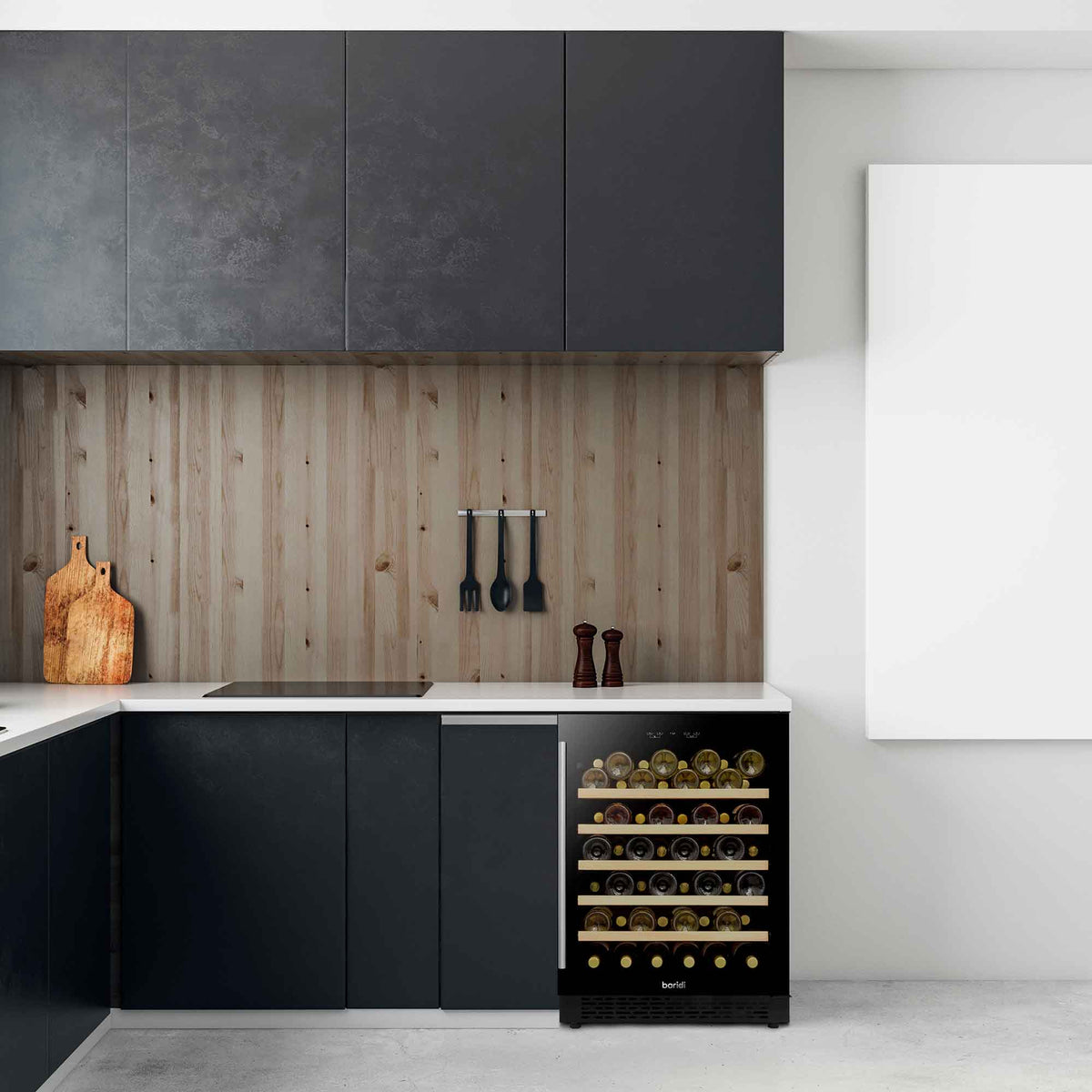 Baridi Under-Counter Wine Cooler Fridge, 54 Bottle, Black (DH78)