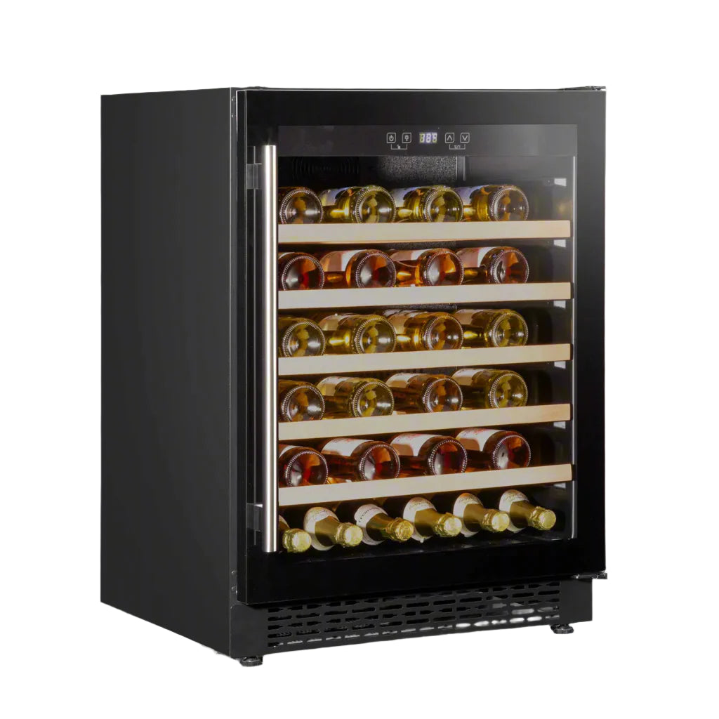 Baridi DH78 Under-Counter Freestanding Wine Cooler Fridge with Digital Touchscreen Controls & LED Light, 54 Bottle Capacity, Black