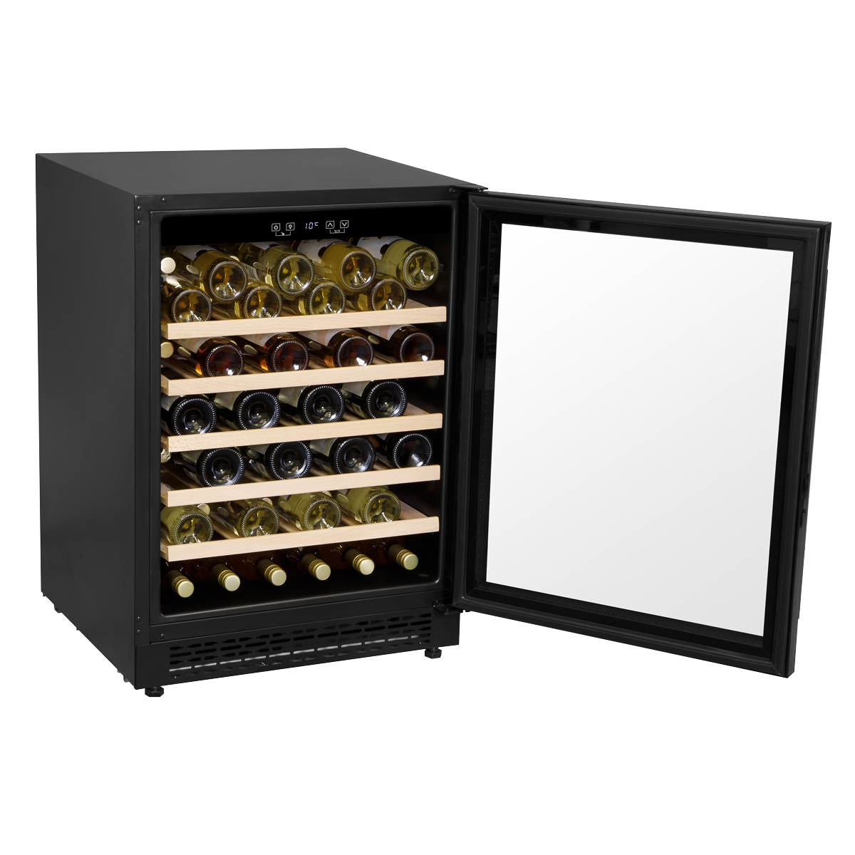 Baridi Under-Counter Wine Cooler Fridge, 54 Bottle, Black (DH78)