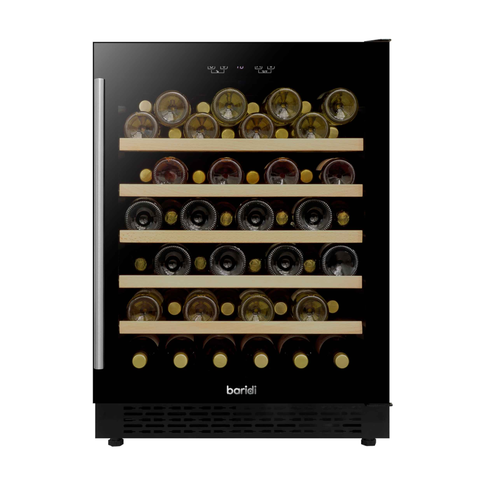 Baridi DH78 Under-Counter Freestanding Wine Cooler Fridge with Digital Touchscreen Controls & LED Light, 54 Bottle Capacity, Black