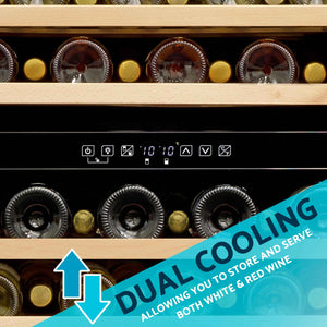 Baridi DH79 Dual Zone Under-Counter Freestanding Wine Cooler Fridge with Digital Touchscreen Controls & LED Light, 46 Bottle Capacity, Black
