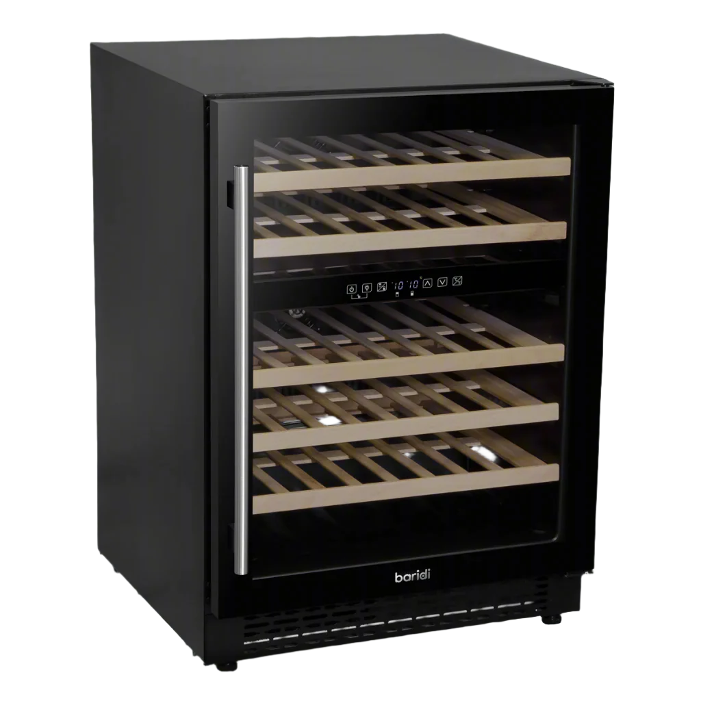 Baridi DH79 Dual Zone Under-Counter Freestanding Wine Cooler Fridge with Digital Touchscreen Controls & LED Light, 46 Bottle Capacity, Black