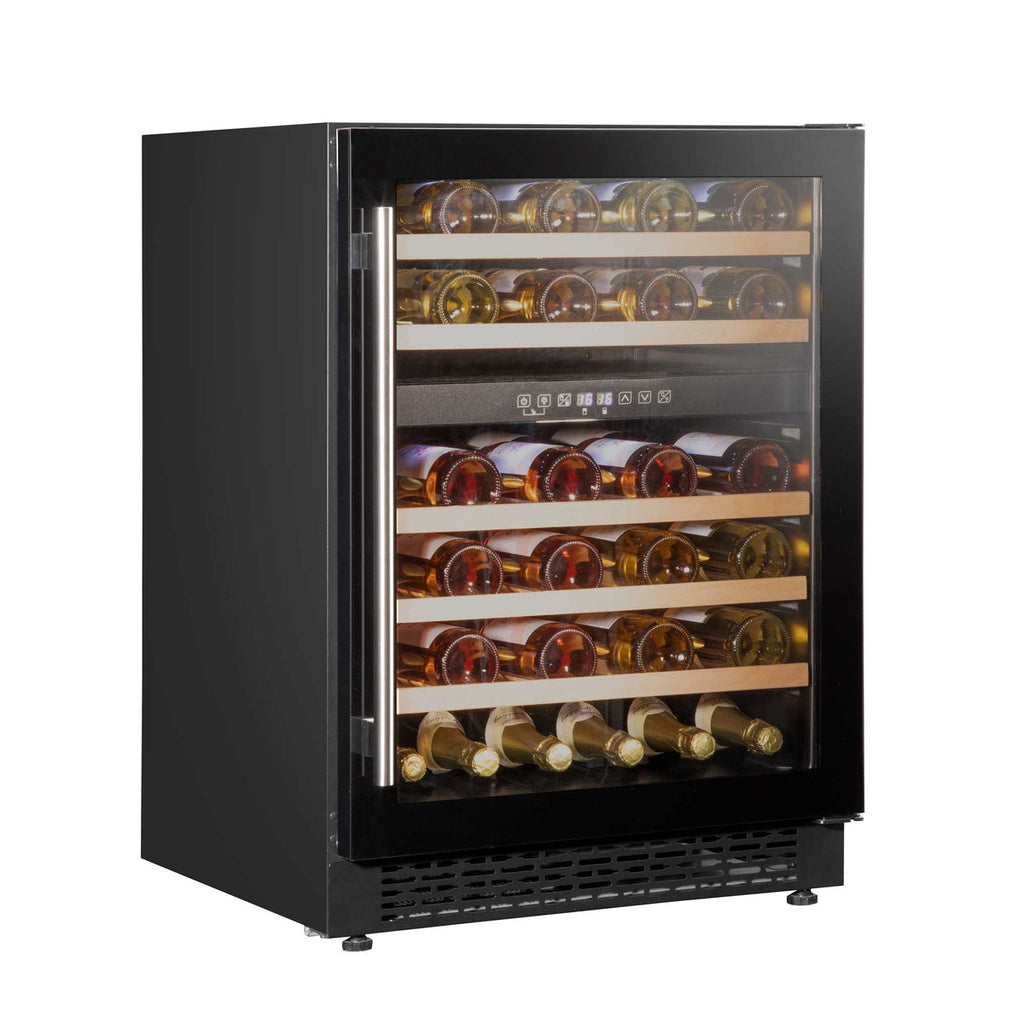 Baridi Dual Zone Under-Counter Wine Cooler Fridge, 46 Bottle, Black (DH79) (Factory Refurbished B)