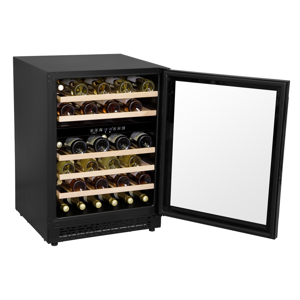 Baridi Dual Zone Under-Counter Wine Cooler Fridge, 46 Bottle, Black (DH79) (Factory Refurbished B)