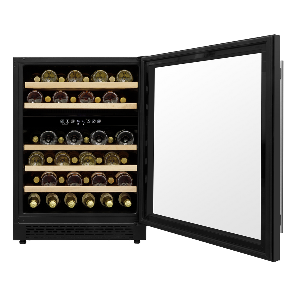 Baridi Dual Zone Under-Counter Wine Cooler Fridge, 46 Bottle, Black (DH79) (Factory Refurbished B)