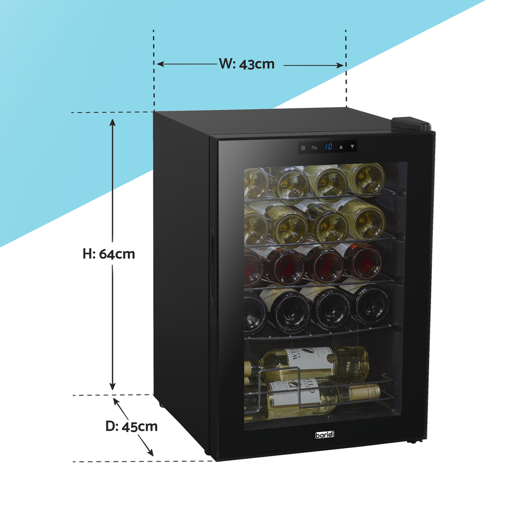 Baridi Wine Cooler Fridge, 20 Bottle, Black (DH8) (Factory Refurbished A)