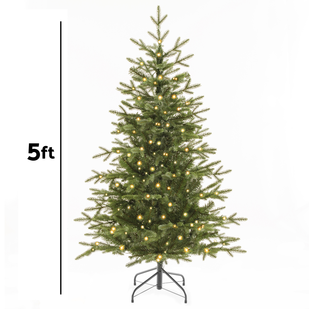 Dellonda Pre-Lit Hinged Christmas Tree with 190 LED Lights, 5ft/150cm (DH80)