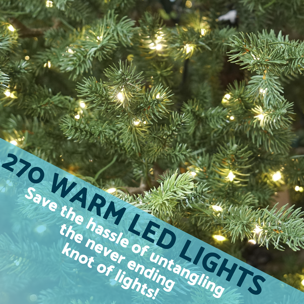 Dellonda Pre-Lit Hinged Christmas Tree with 270 LED Lights, 6ft/180cm (DH81)