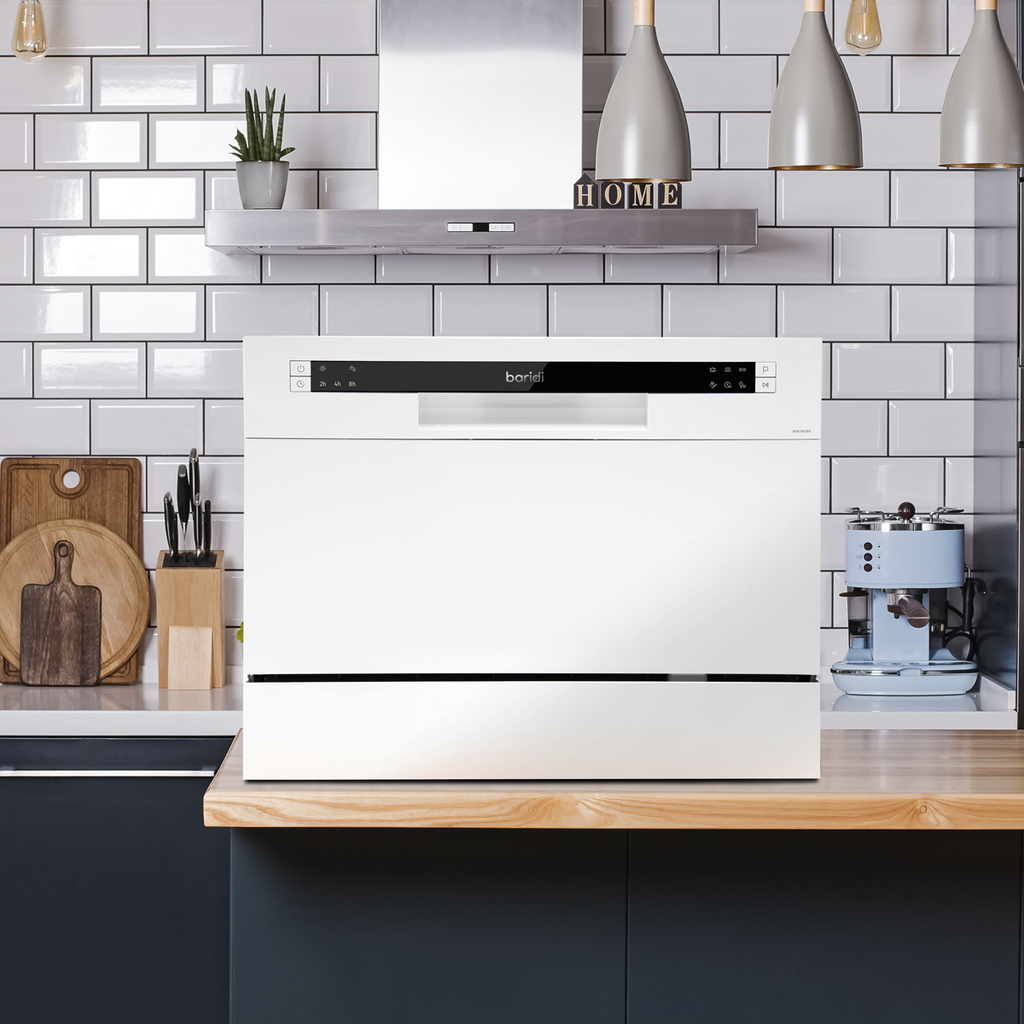 Baridi Tabletop Dishwasher, 6 Place Settings, 6.5L Capacity, White (DH83)
