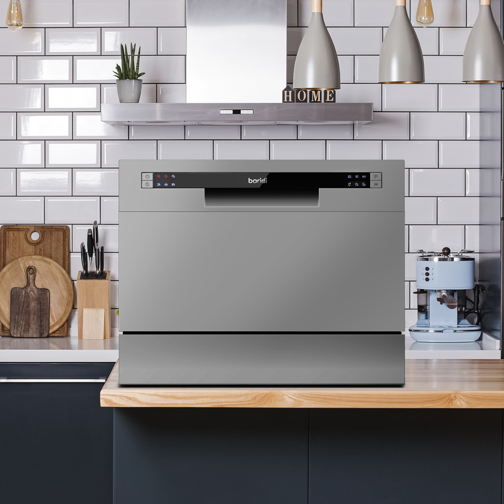 Baridi Tabletop Dishwasher, 6 Place Settings, 6.5L Capacity, Silver (DH84) (Factory Refurbished B)