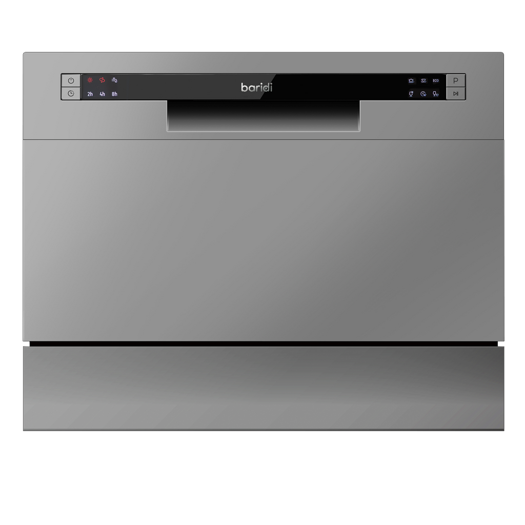 Baridi Tabletop Dishwasher, 6 Place Settings, 6.5L Capacity, Silver (DH84) (Factory Refurbished B)