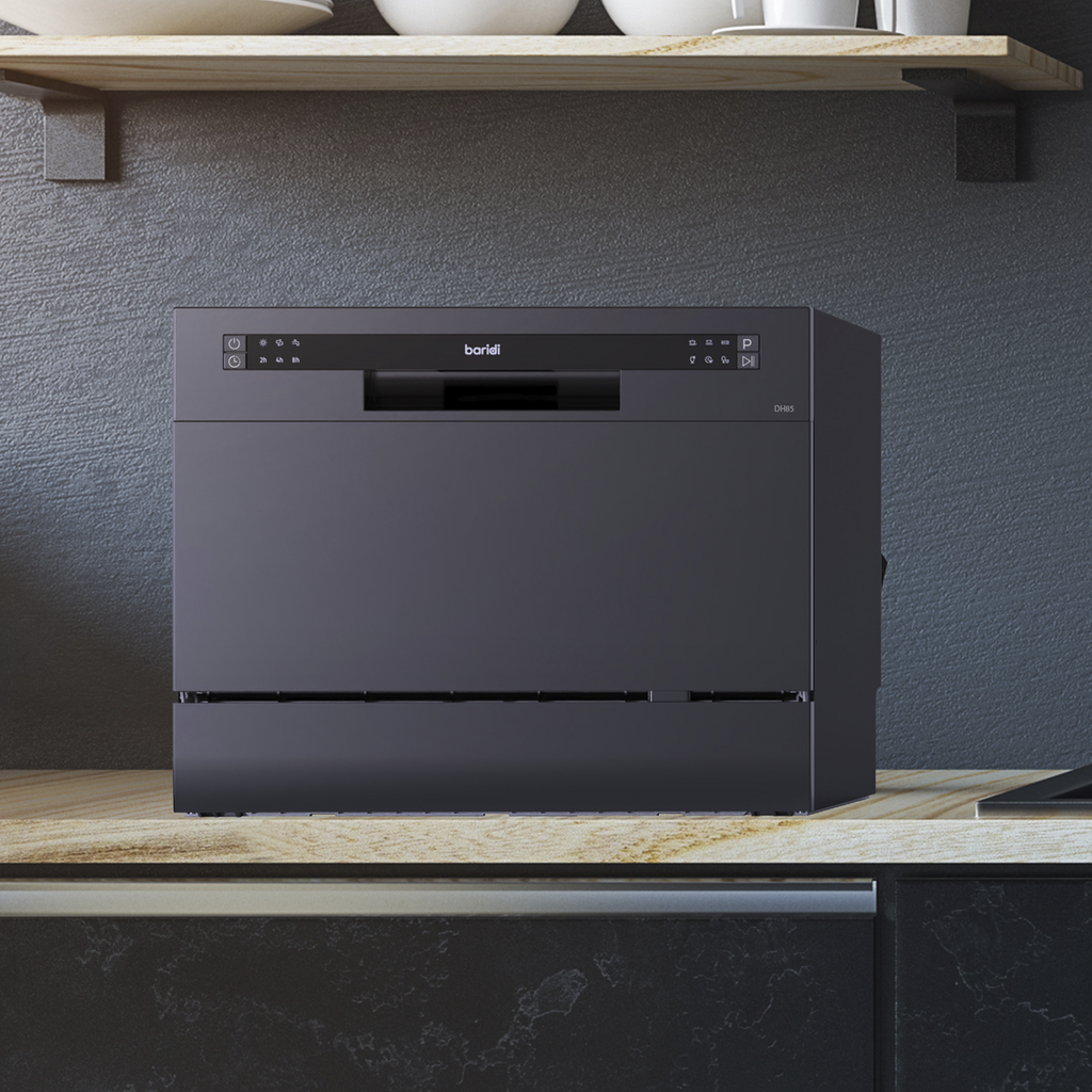 Baridi Tabletop Dishwasher, 6 Place Settings, 6.5L Capacity, Black (DH85)